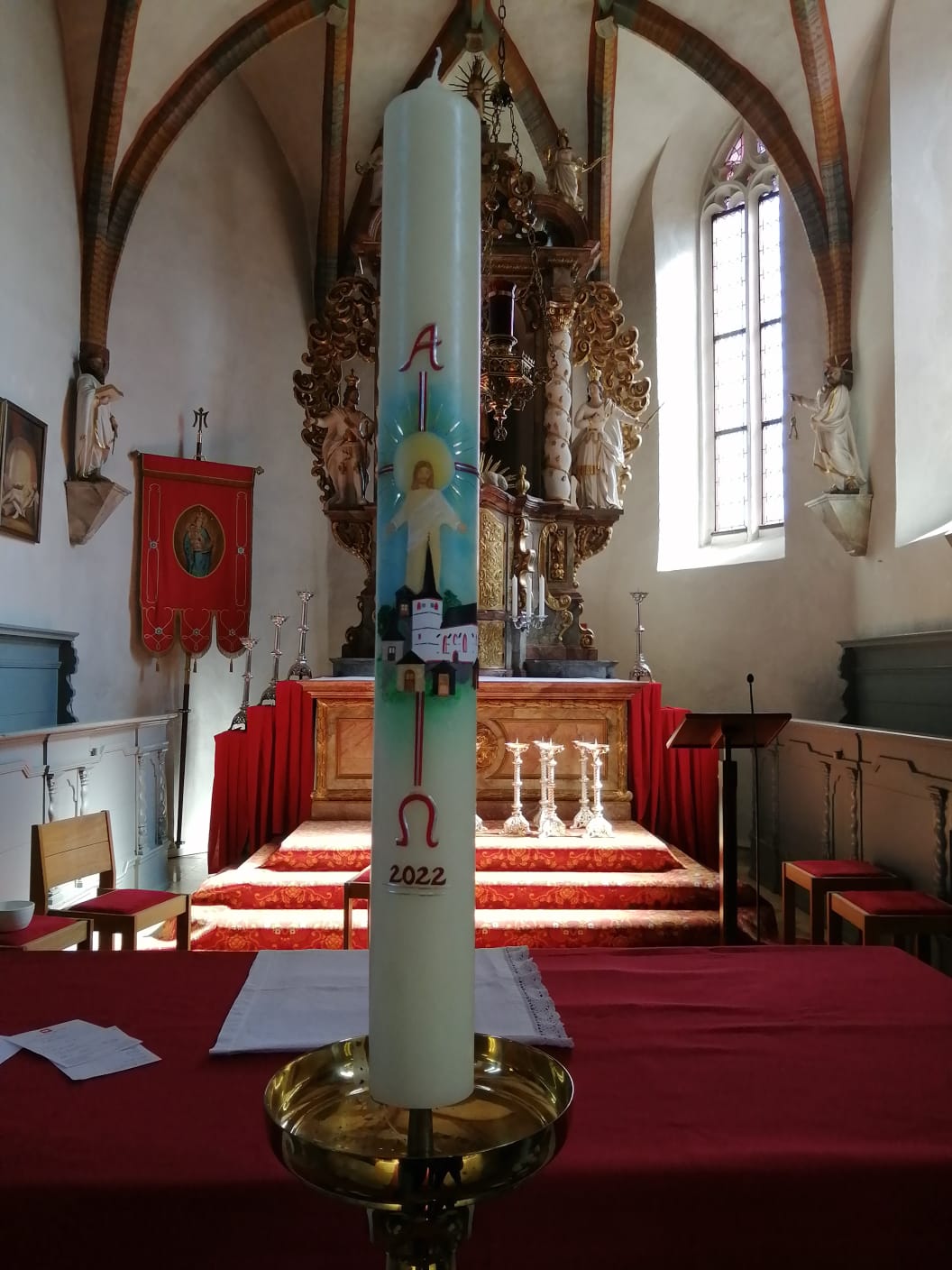 Osterkerze 2022 in der Pfarrei St. Stephanus Birnbaum