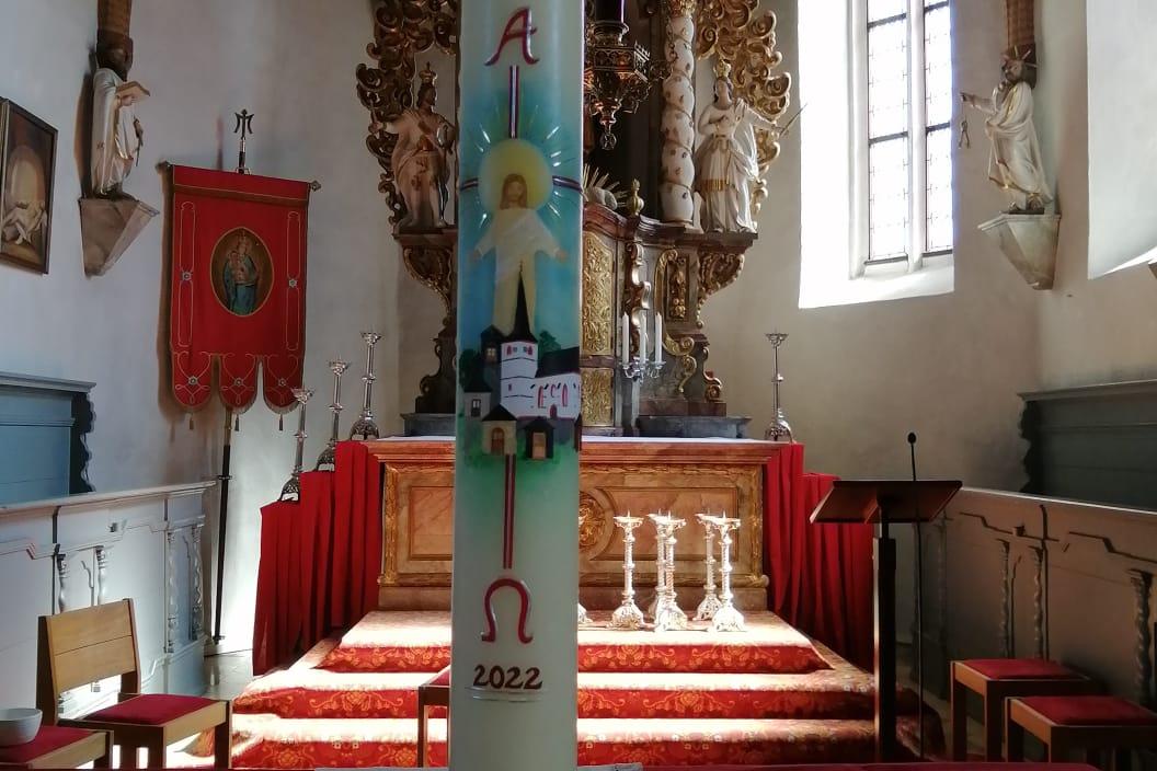 Osterkerze 2022 in der Pfarrei St. Stephanus Birnbaum